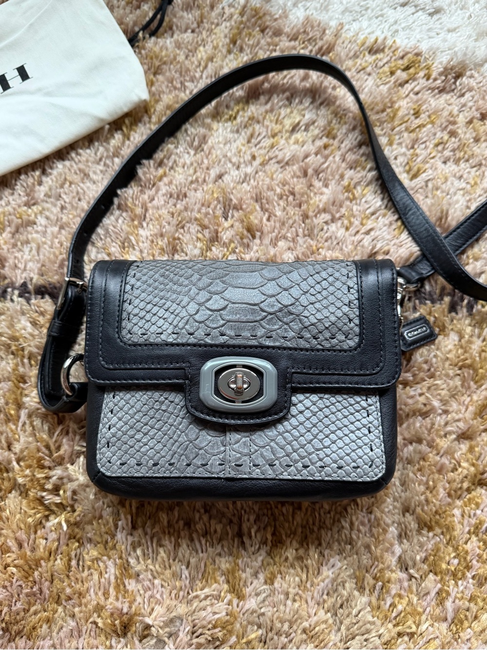 Coach Limited Edition Pinnacle Python Embossed Exotic Color-block Crossbody